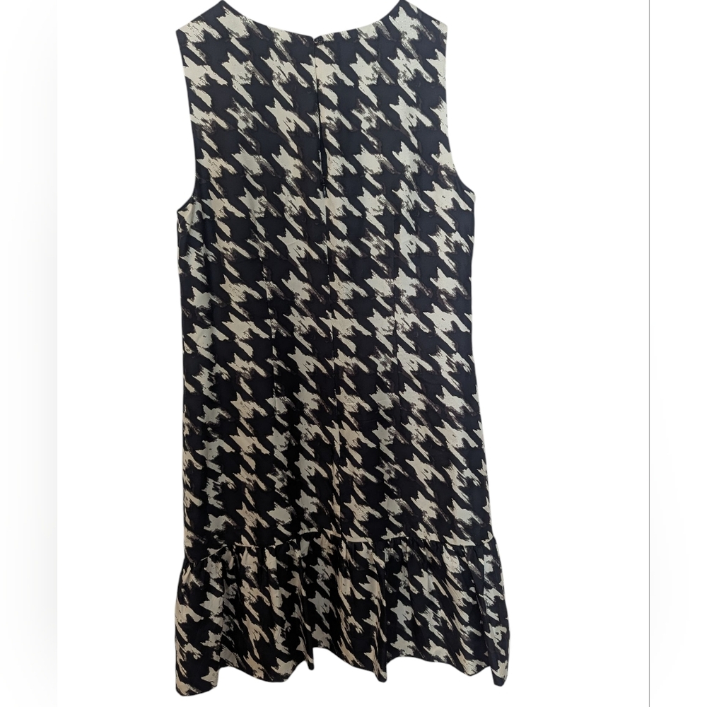 J. CREW Houndstooth 100% Silk Dress Size 6 Black/White - Picture 4 of 11